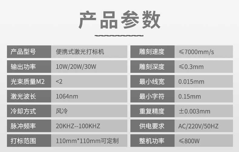 小型激光打码机产品参数介绍